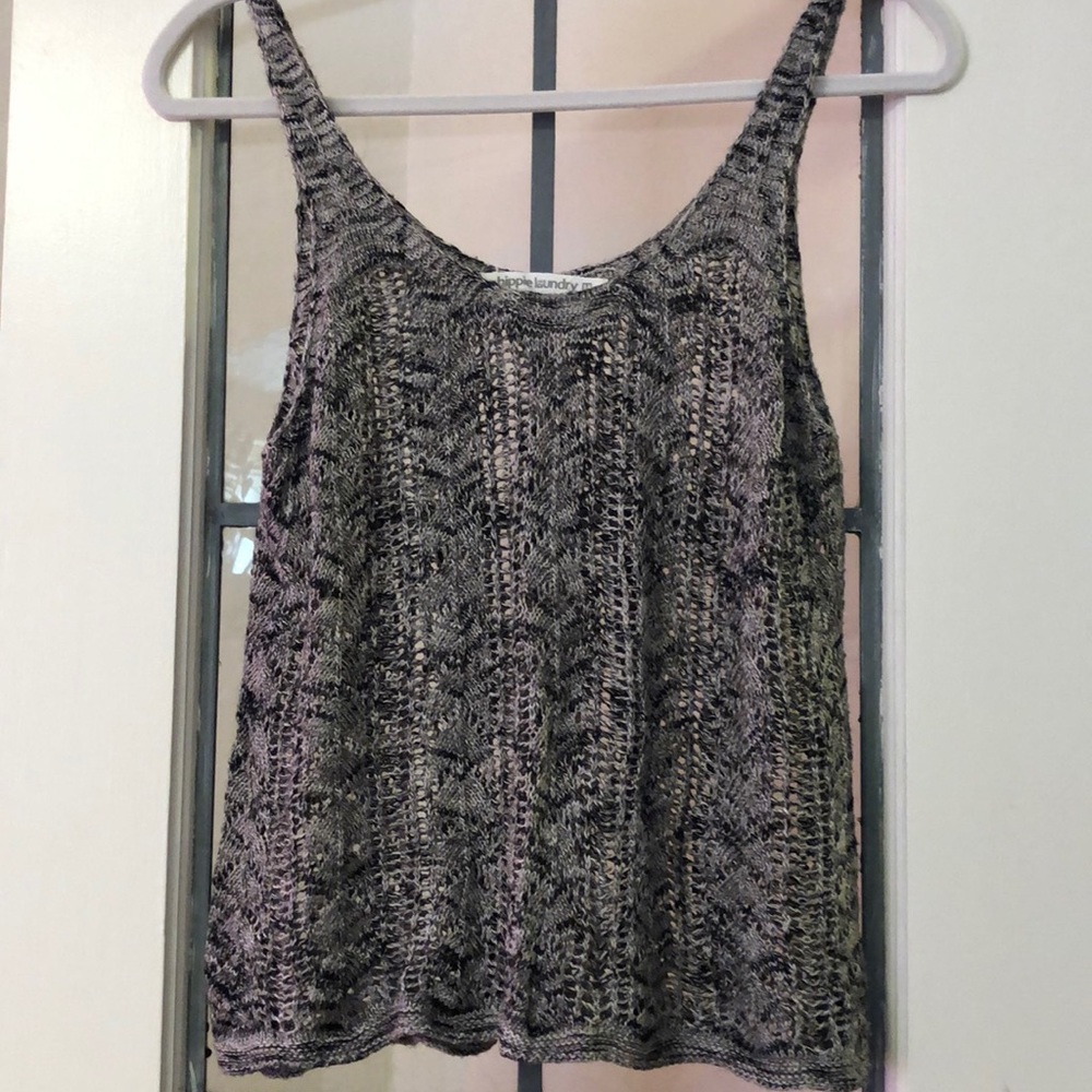 Black and white knitted tank
